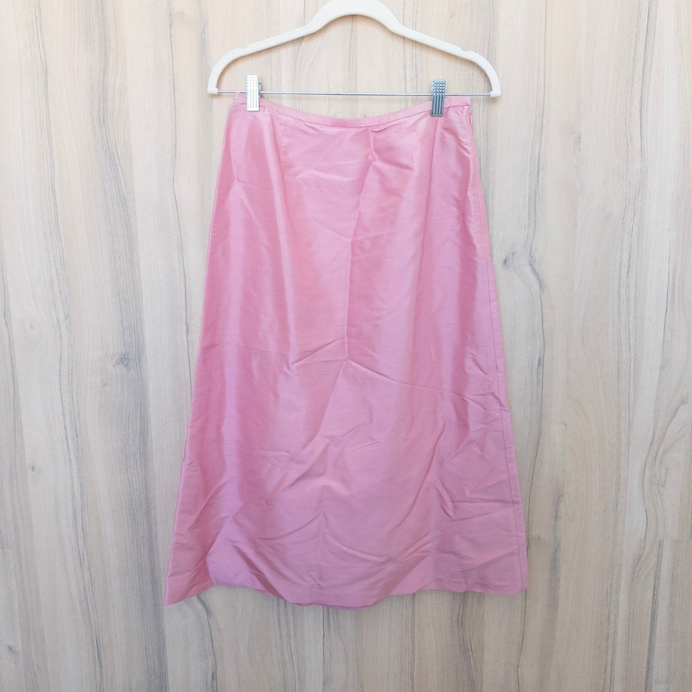 Vintage Ann Taylor Silk Midi Skirt 4P Pink Preppy Classic Ballet Feminine Office